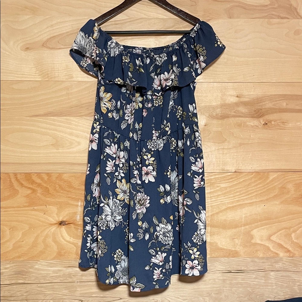 Xhilaration Navy Floral Smocked Dress